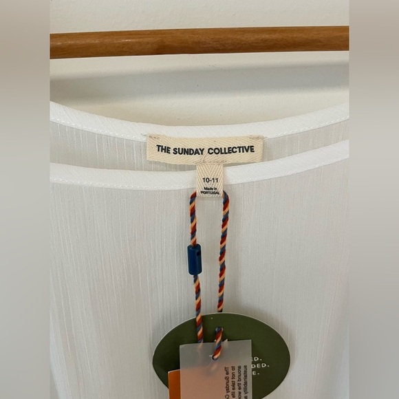 NEW The Sunday Collective Girls Size 10-11 Sleeveless Midi Mesh Dress White - Picture 5 of 10